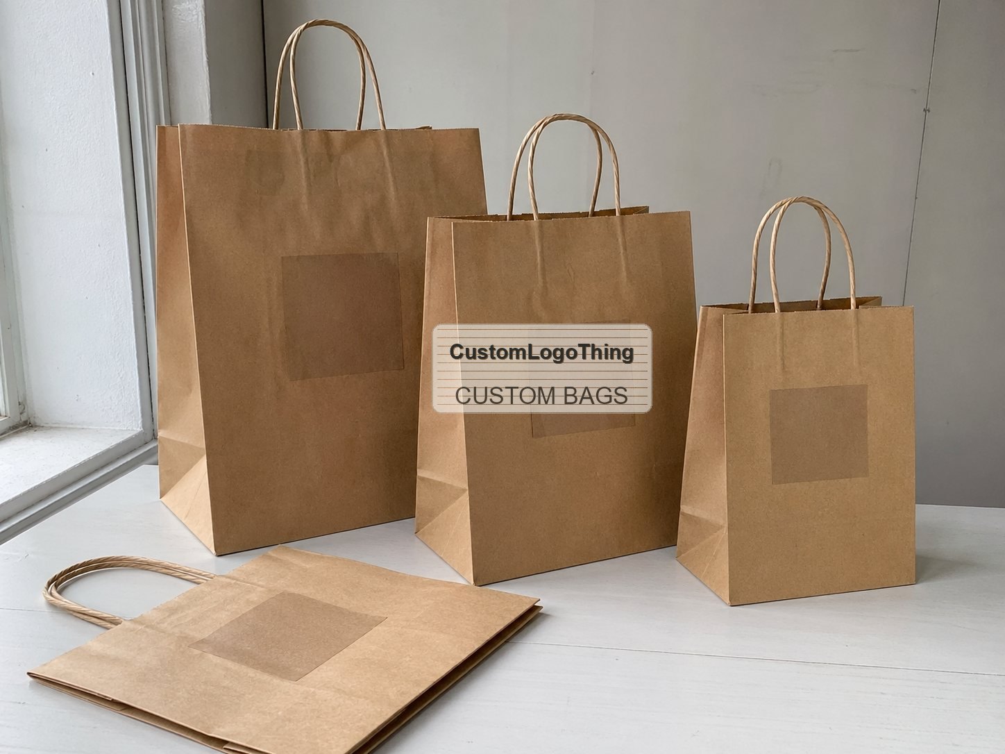 Custom Kraft Paper Shopping Bags with Handles