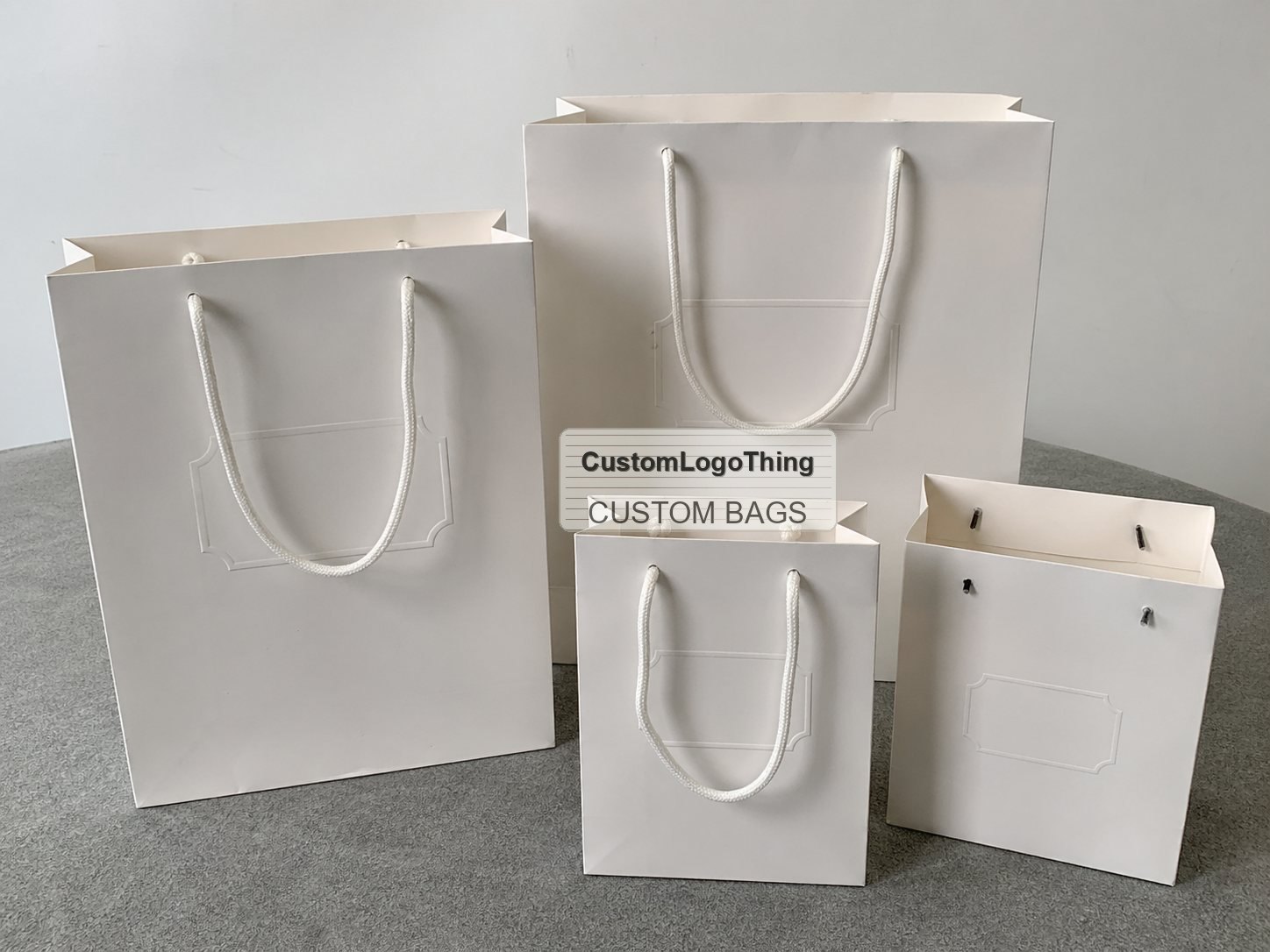 White Custom Logo Paper Gift Bags