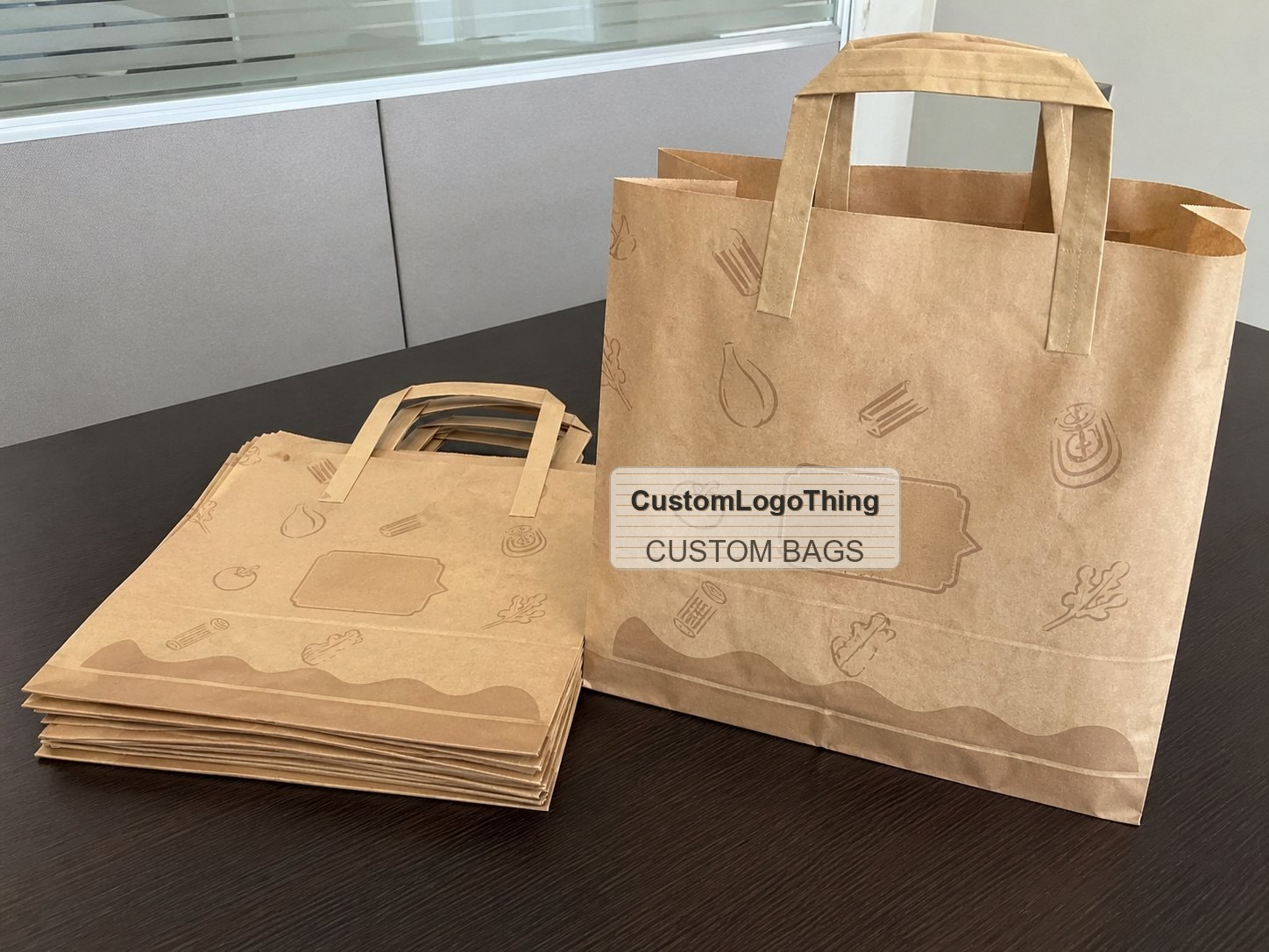 Recyclable Paper Takeaway Bags with Custom Print