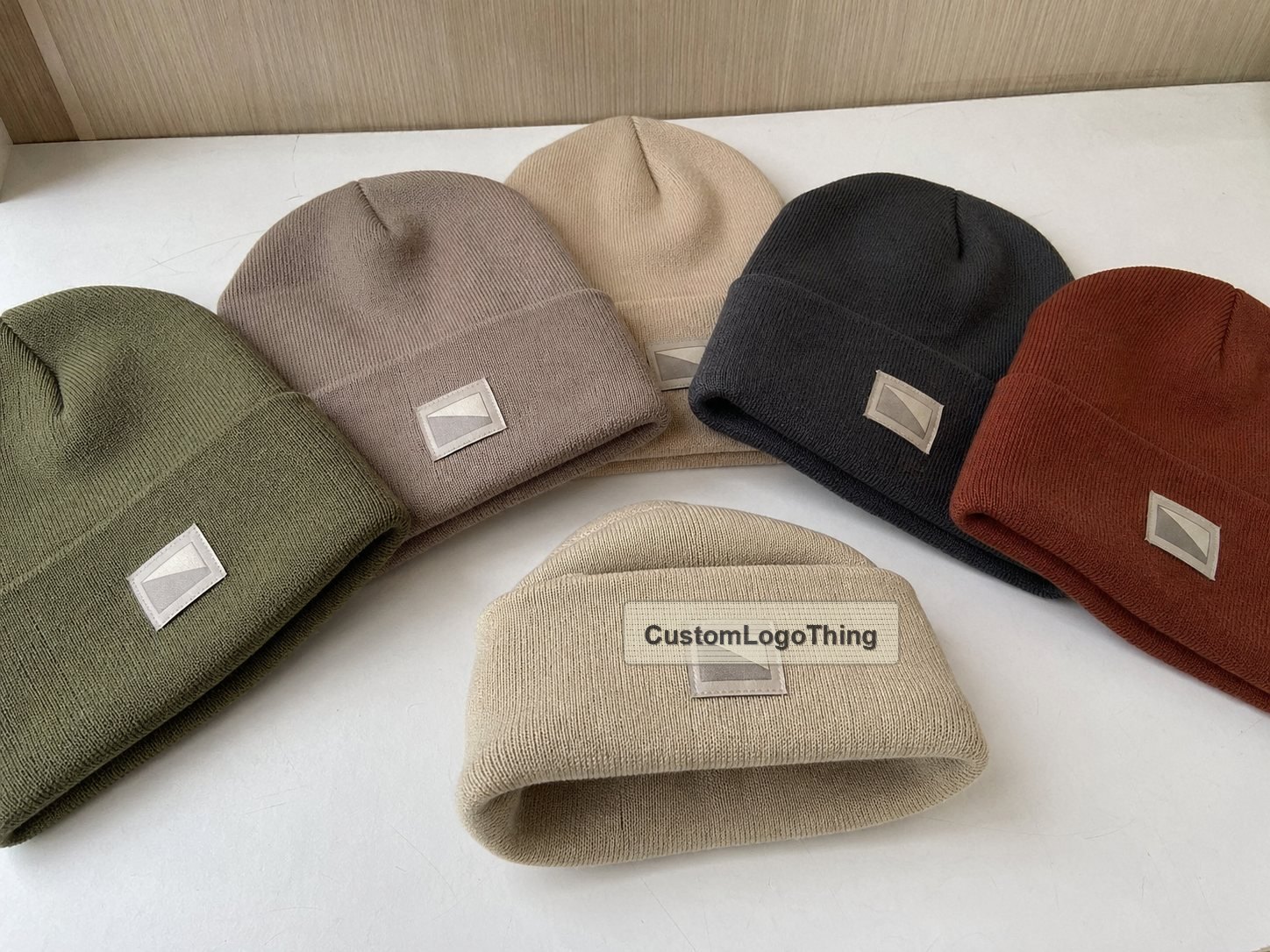 Soft Acrylic Beanies with Custom Woven Label