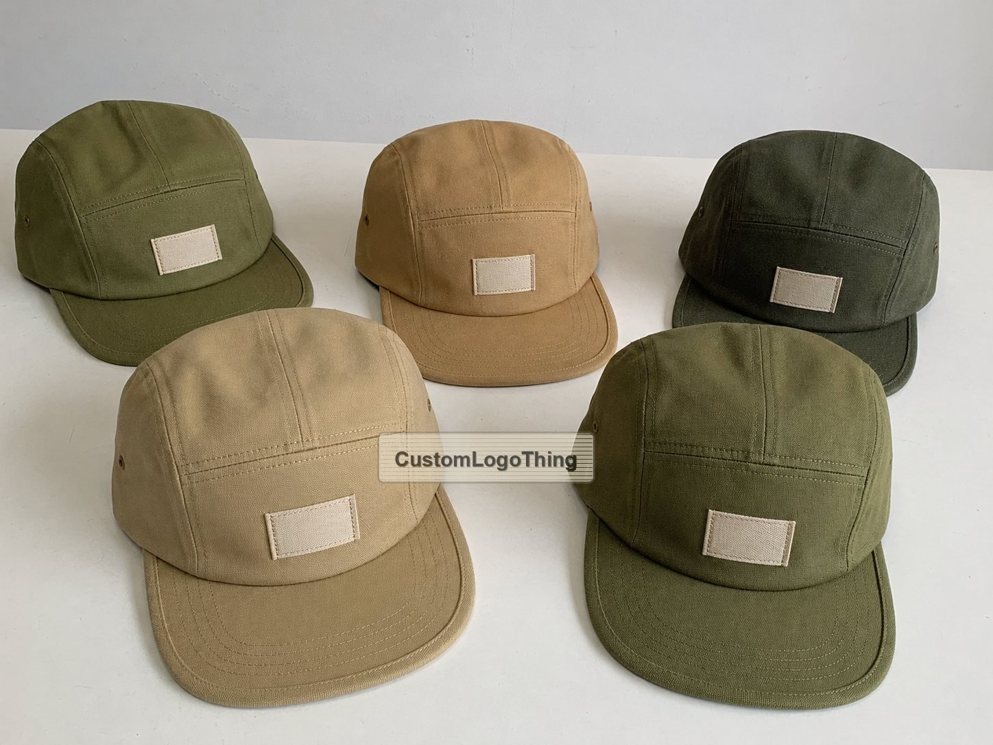 Five Panel Caps with Custom Woven Label