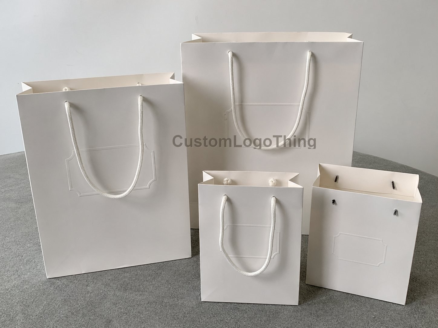 White Custom Logo Paper Gift Bags