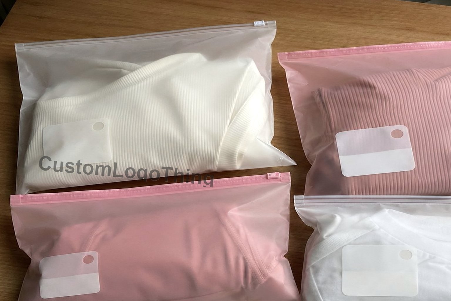 Biodegradable Matte Zipper Bags for Swimwear and Clothing