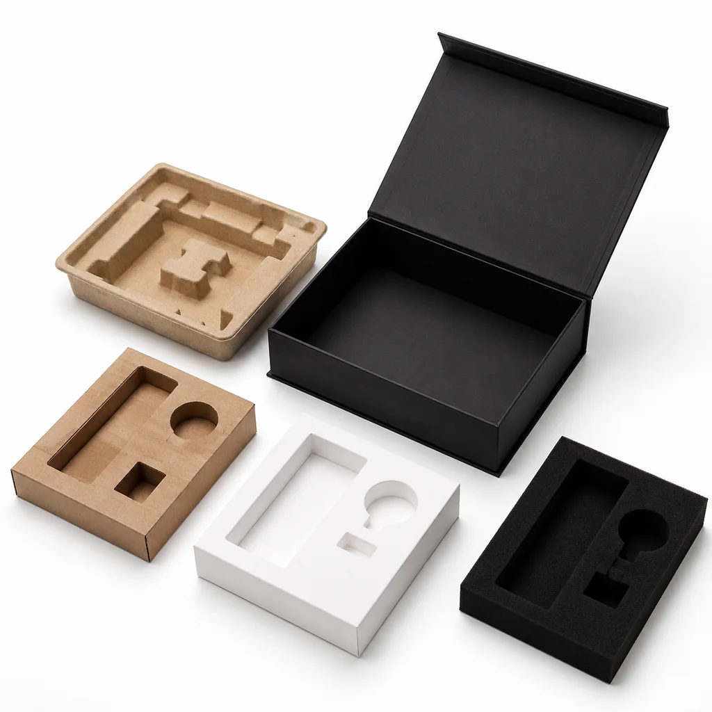 Custom paperboard, pulp and foam box inserts