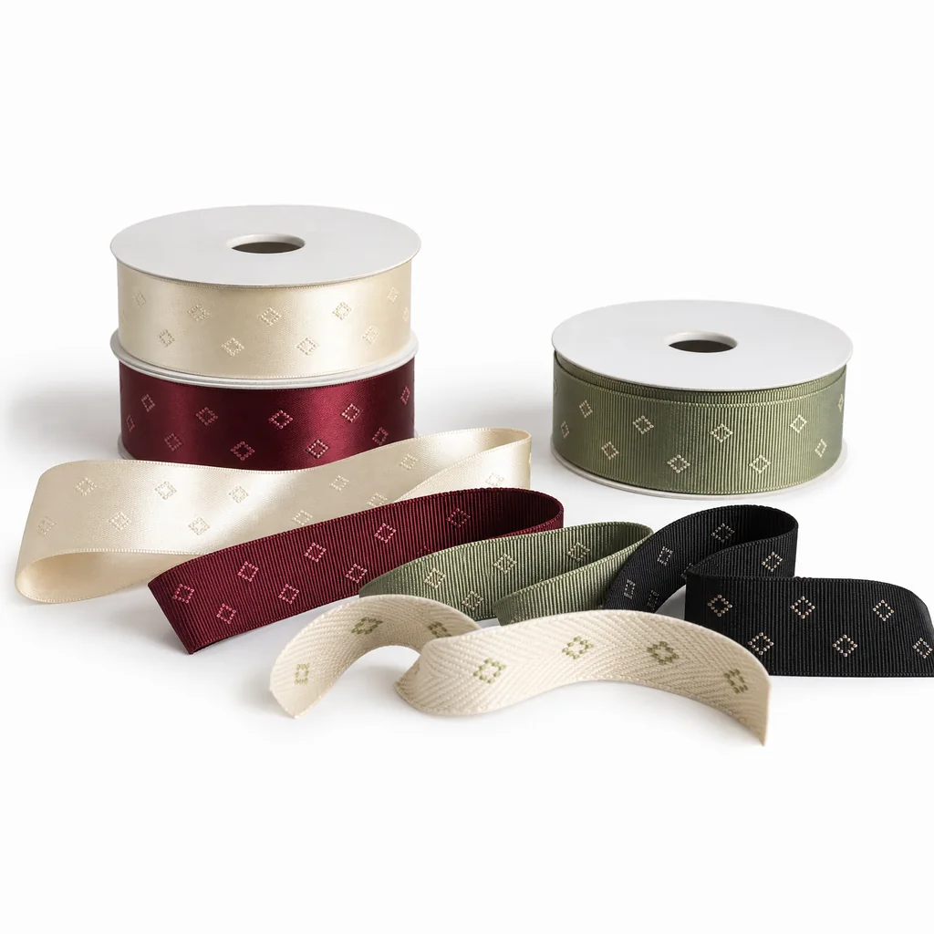 Custom printed satin and cotton ribbons