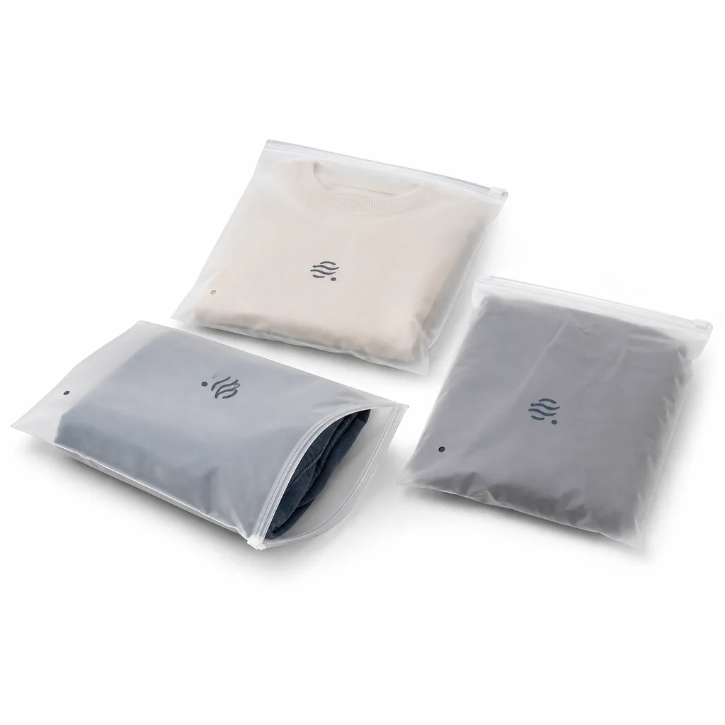 Frosted zipper garment packaging bags