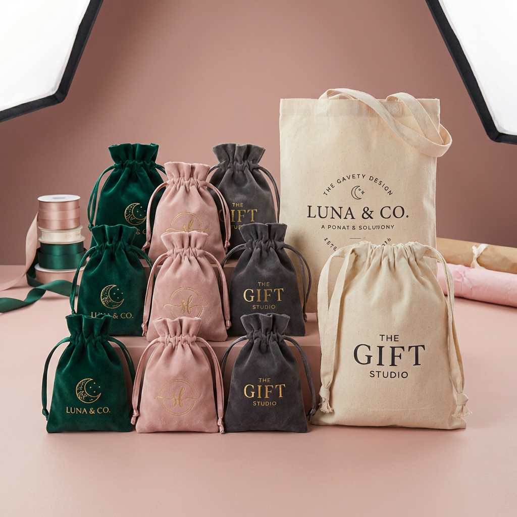 Custom fabric drawstring pouches